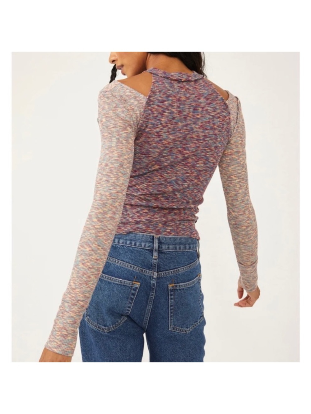 We The Free Multicolor Space-Dye Ribbed Long Sleeve Tee Size S